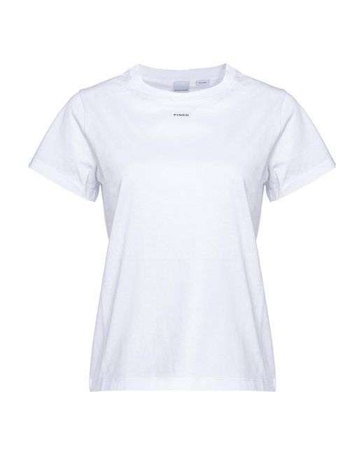 Pinko White Mini Logo Slim-Fit T-Shirt