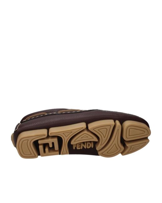 Fendi Brown Deck Lace-Ups Loafers for men