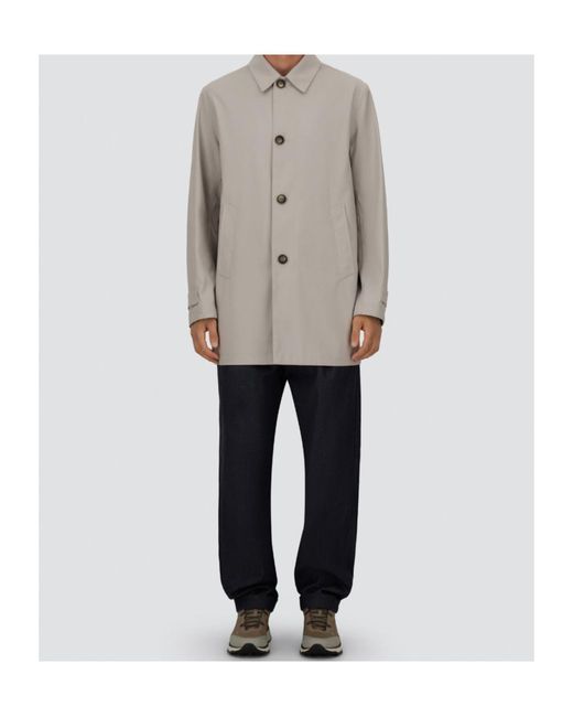 Herno Gray Button-Down 3-Layers Wool Coat for men