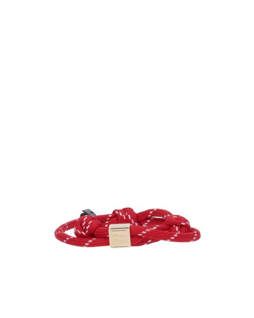 Miu Miu Red Logo-Engraved Rope Bracelet