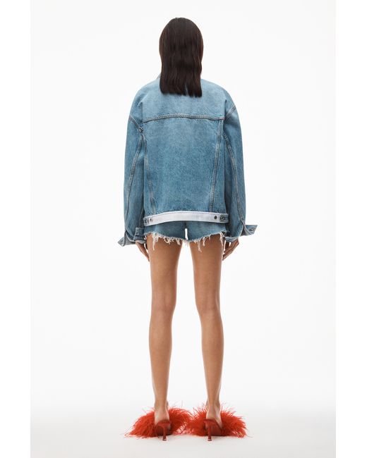 Alexander Wang Blue Logo-Hem Denim Trucker Jacket