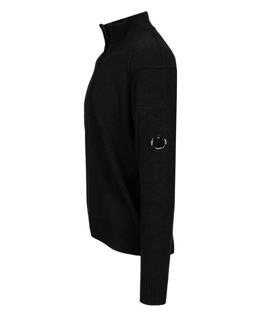 C P Company Black Half-Zip Jumper for men