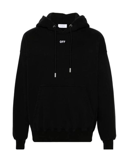 Off-White c/o Virgil Abloh Black Logo Embroidered Drawstring Hoodie for men