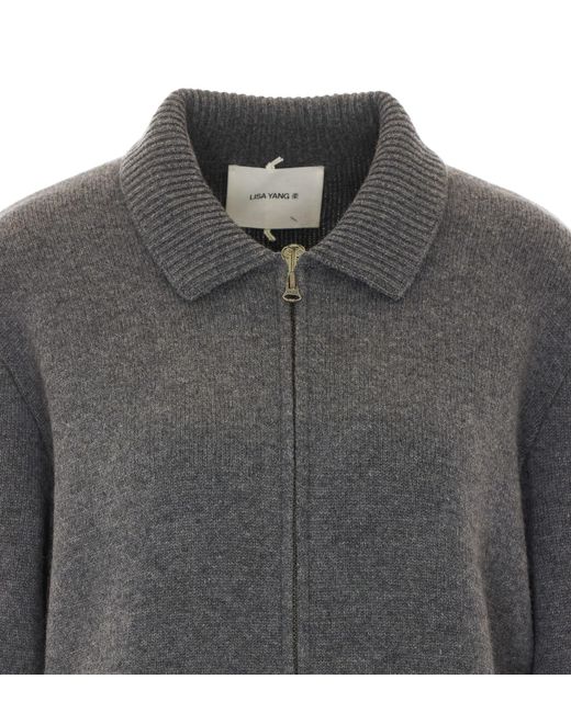 Lisa Yang Gray Aleya Zip-Up Cardigan