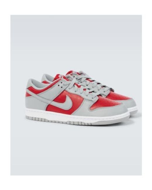 Nike Red Dunk Low Leather Sneakers for men