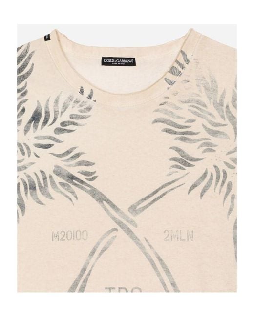 Dolce & Gabbana Natural Banana Tree Printed Short-Sleeved T-Shirt for men