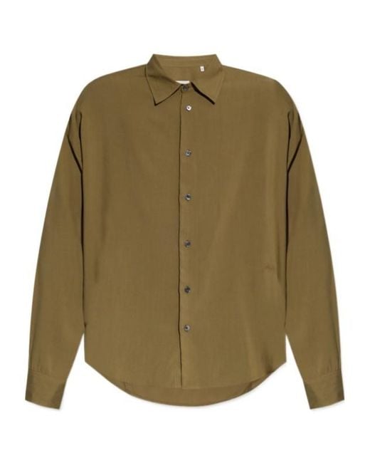 AMI Green Long-Sleeve Button-Up Shirt for men