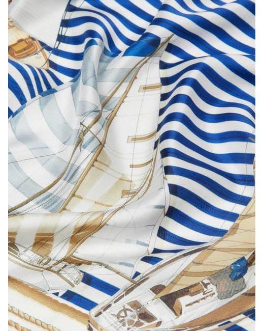 Max Mara Blue Printed Silk Foulard