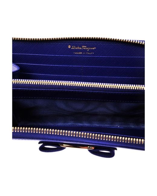 Ferragamo Blue Bow Details Logo Wallet