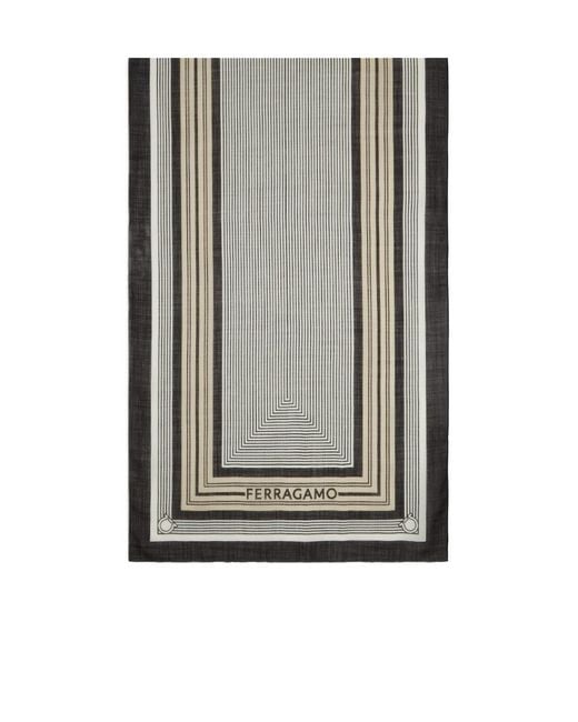 Ferragamo Gray Ferragamo Bandeau Twilly Striped Scarf