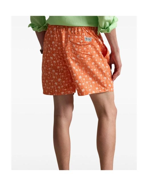 Polo Ralph Lauren Palm-Pattern Embroidered Swim Shorts for men