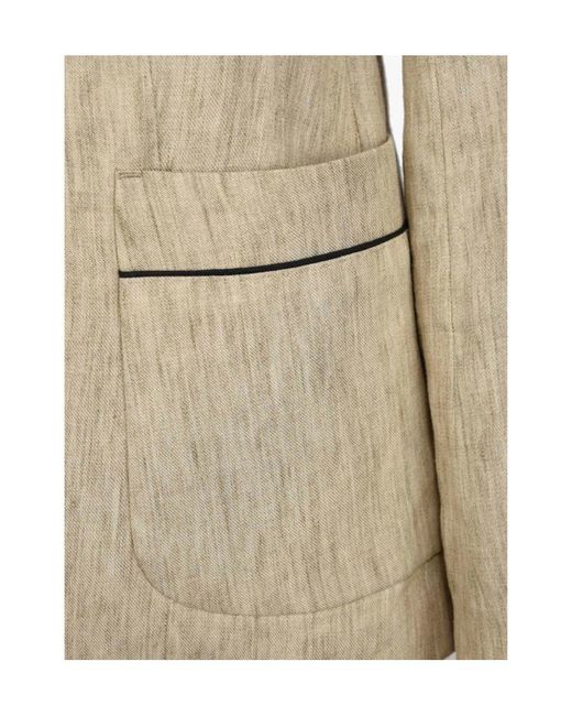 Max Mara Natural Long Sleeved Lapel Suit Jacket