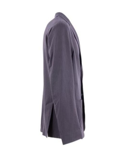 Herno Blue Single-Breasted Seersucker Blazer for men