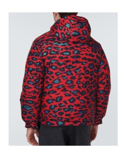 Undercover Red Printed Down Jacket for men