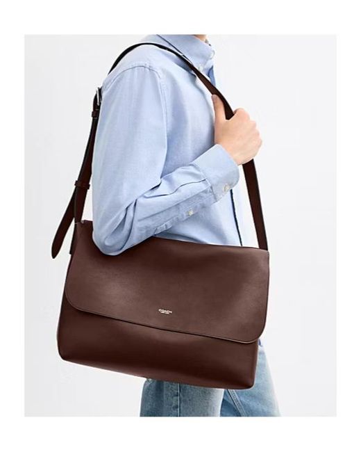 COACH Brown Ludlow Leather Messenger Bag for men