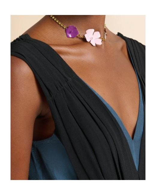Marni Pink Flower Embellished Necklace