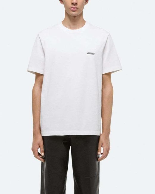 Helmut Lang White Logo Embroidered Crewneck T-Shirt for men
