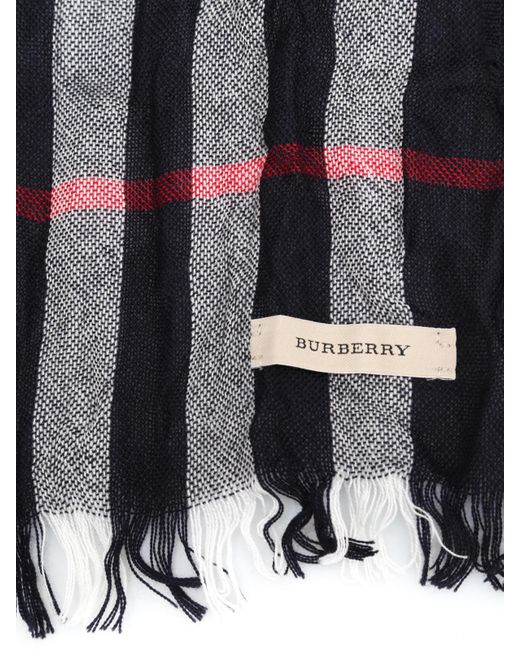Burberry Black Plaid Wool Blended Scarf for men