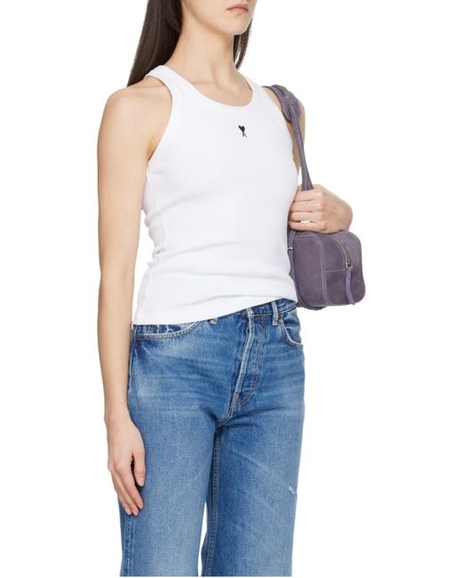 AMI White Ami De Coeur Ribbed Tank Top