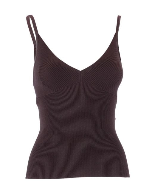 P.A.R.O.S.H. Brown Ribbed Top