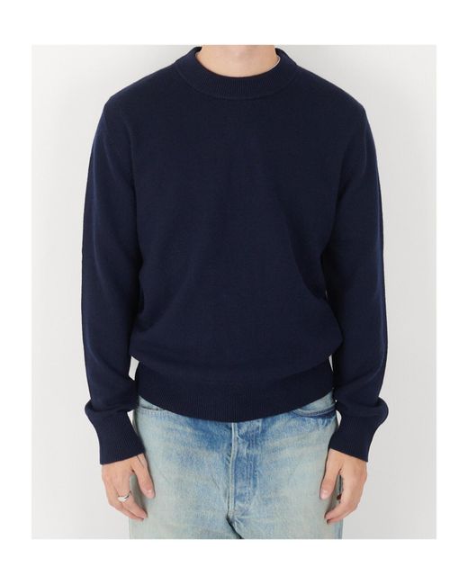 sunflower Blue Crew Neck Wool Knit Sweater for men