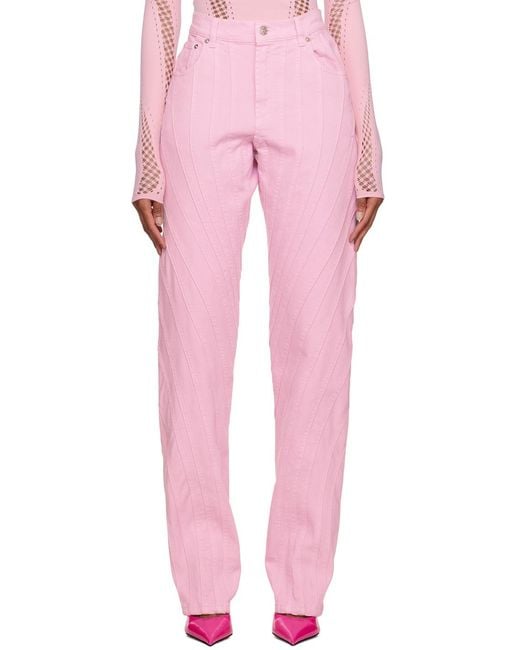 Mugler Pink Belt-Loop Jeans