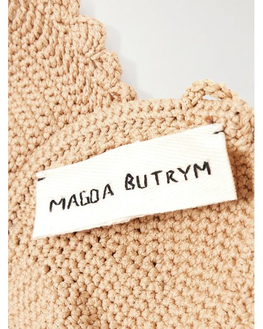 Magda Butrym White Crocheted Bikini Top With Artificial Pearls