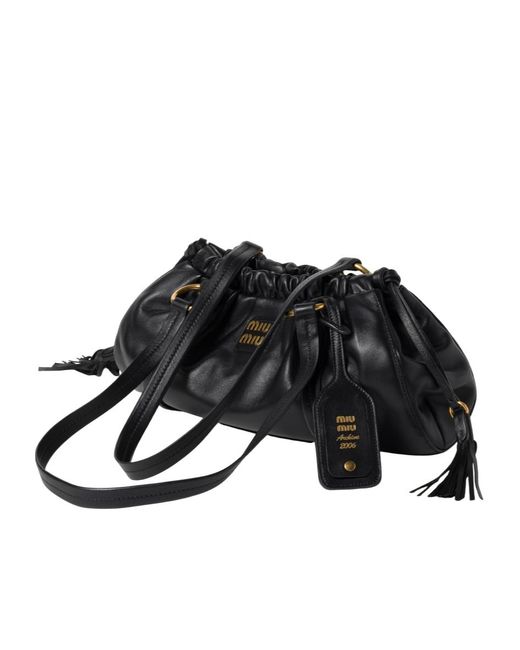 Miu Miu Black Joie Nappa Leather Bag