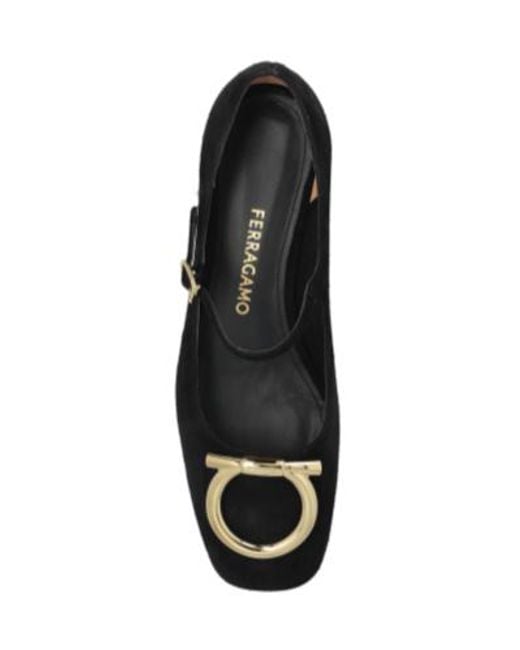 Ferragamo Black Gancini Leather Pumps