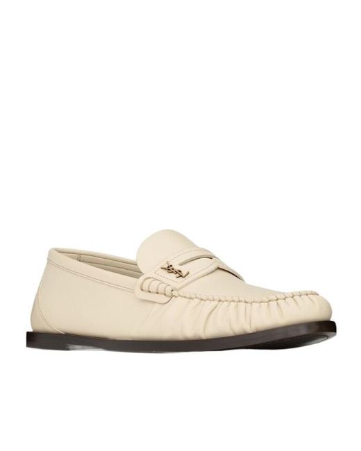Saint Laurent Cassandre Mocassins Loafer in Natural | Lyst