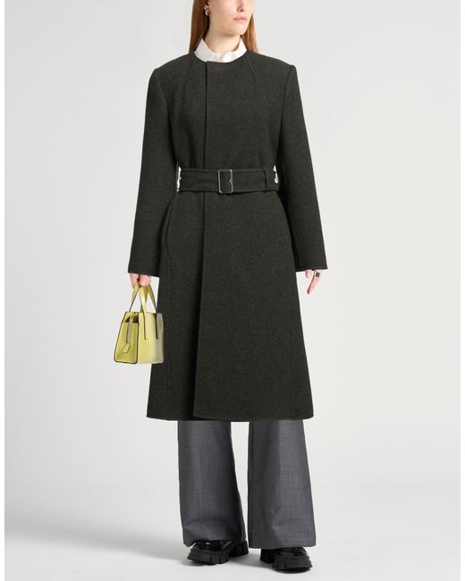 Burberry Black Solid Color Belted Coat