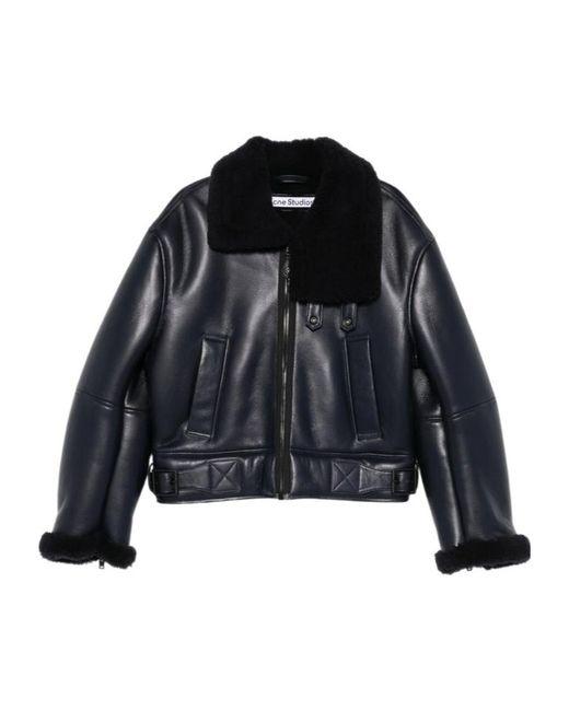 Acne Black Zip-Up Leather Jacket for men