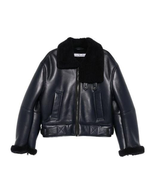 Acne Black Zip-Up Leather Jacket for men