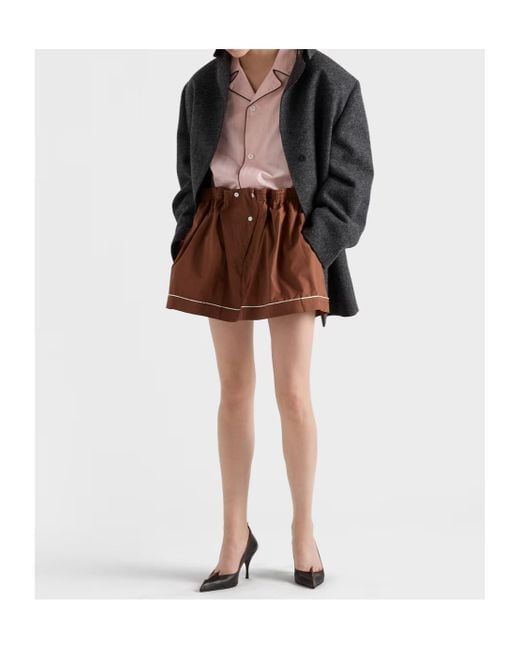 Prada Brown Elasticated Waistband Mini Skirt