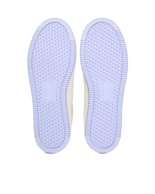 Tommy Hilfiger White Essential Logo Platform Trainers With Leather