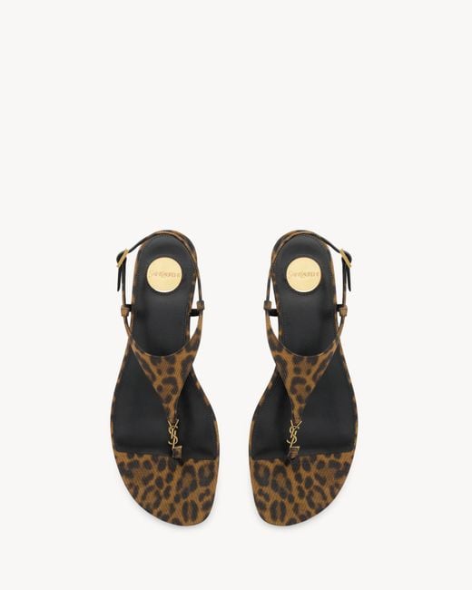 Saint Laurent Brown Cassandra Leopard Printed Sandals