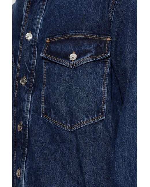 AllSaints Blue Albin Western Denim Shirt for men