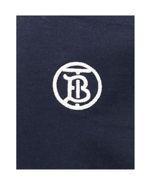 Burberry Blue Logo Embroidered Crewneck T-Shirt for men