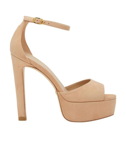 Stuart Weitzman White Platform Suede Sandals