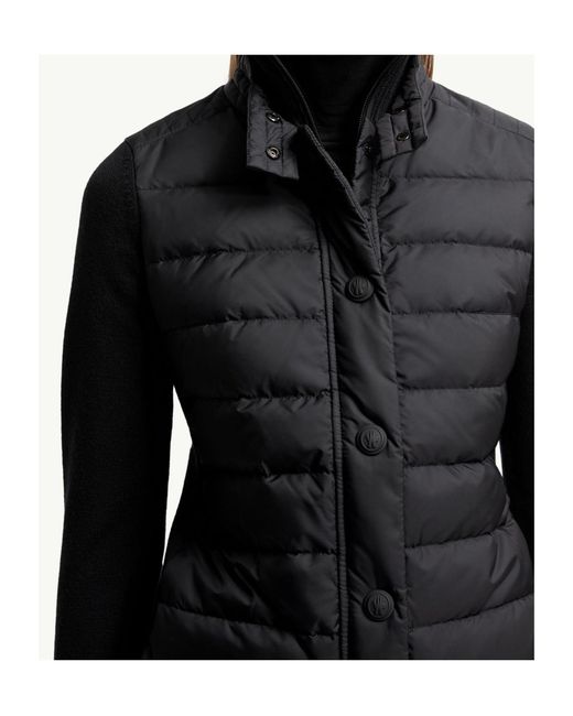 Moncler Black Padded Wool Blend Cardigan