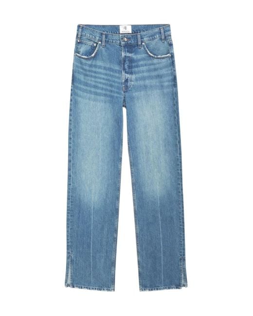 Anine Bing Blue Gavin Mid-Rise Boyfriend Jeans