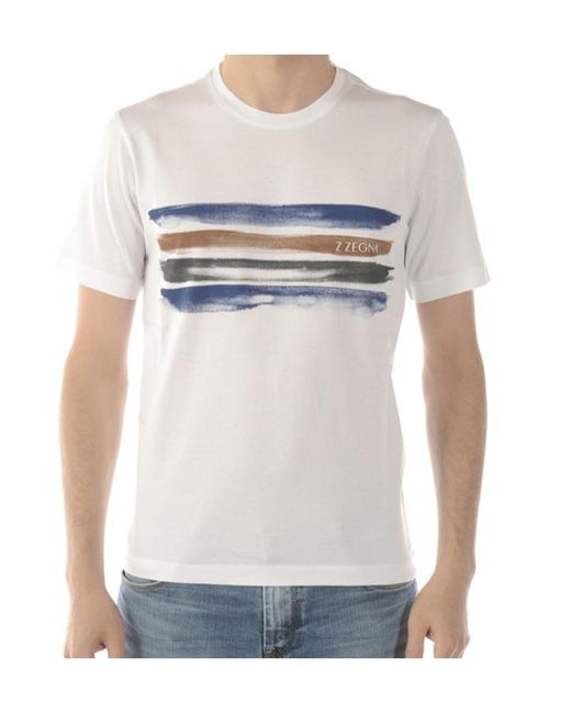 Zegna White Stripe Detail T-Shirt for men