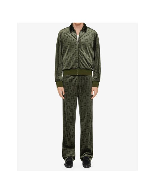 Givenchy Green Monogram Velvet Jogger Pants for men