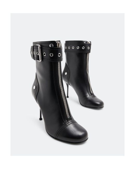 McQueen Black Heeled Ankle Boots
