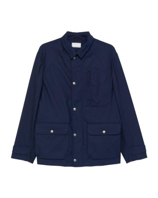 Brunello Cucinelli Blue Flap Pocket Buttoned Jacket for men