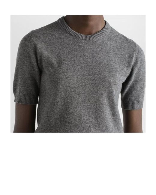 Dolce & Gabbana Gray Short-Sleeve Cashmere Sweater