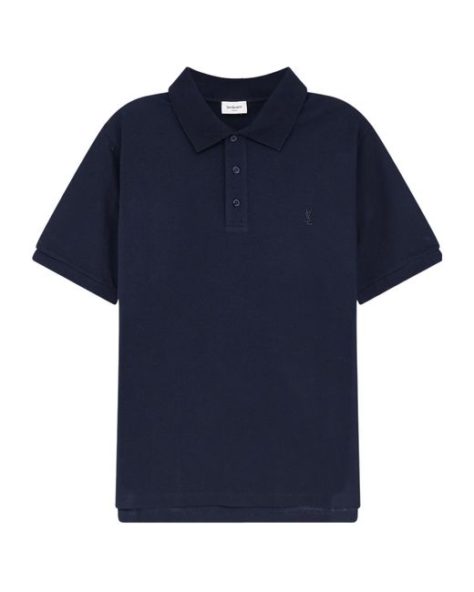 Saint Laurent Blue Collared Short-Sleeved Polo Shirt for men