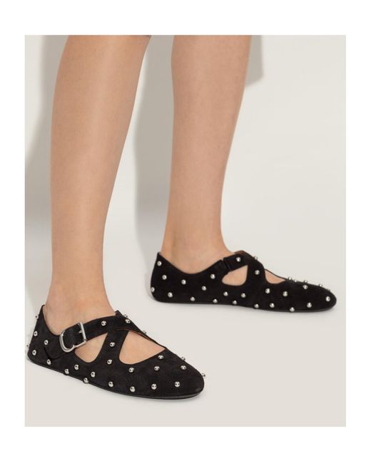 Alaïa Black Ballet Flats Criss-Cross