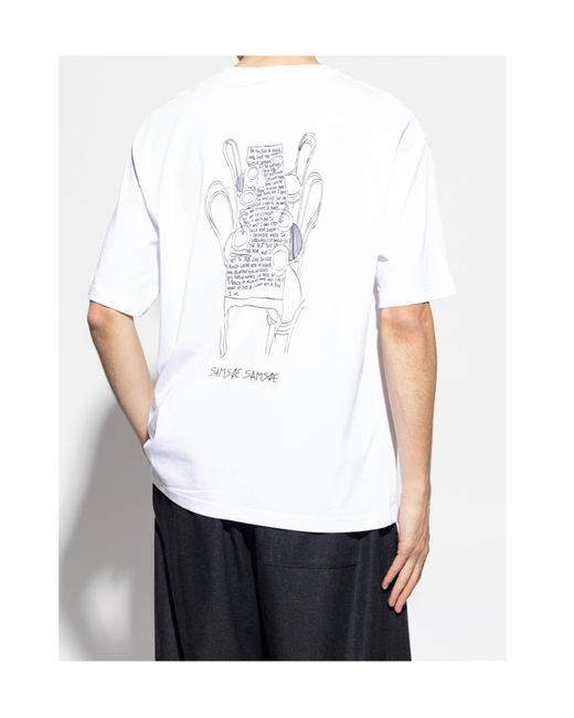 Samsøe & Samsøe White Round Neck Short-Sleeved T-Shirt for men