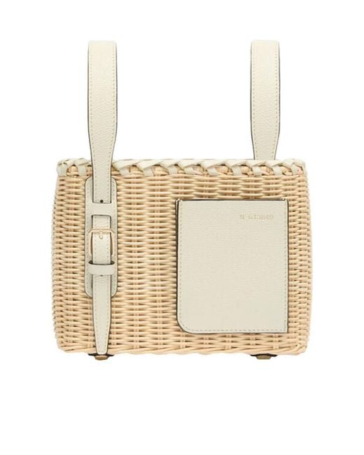 Valextra Natural Soft Wicker Bucket Micro Bag